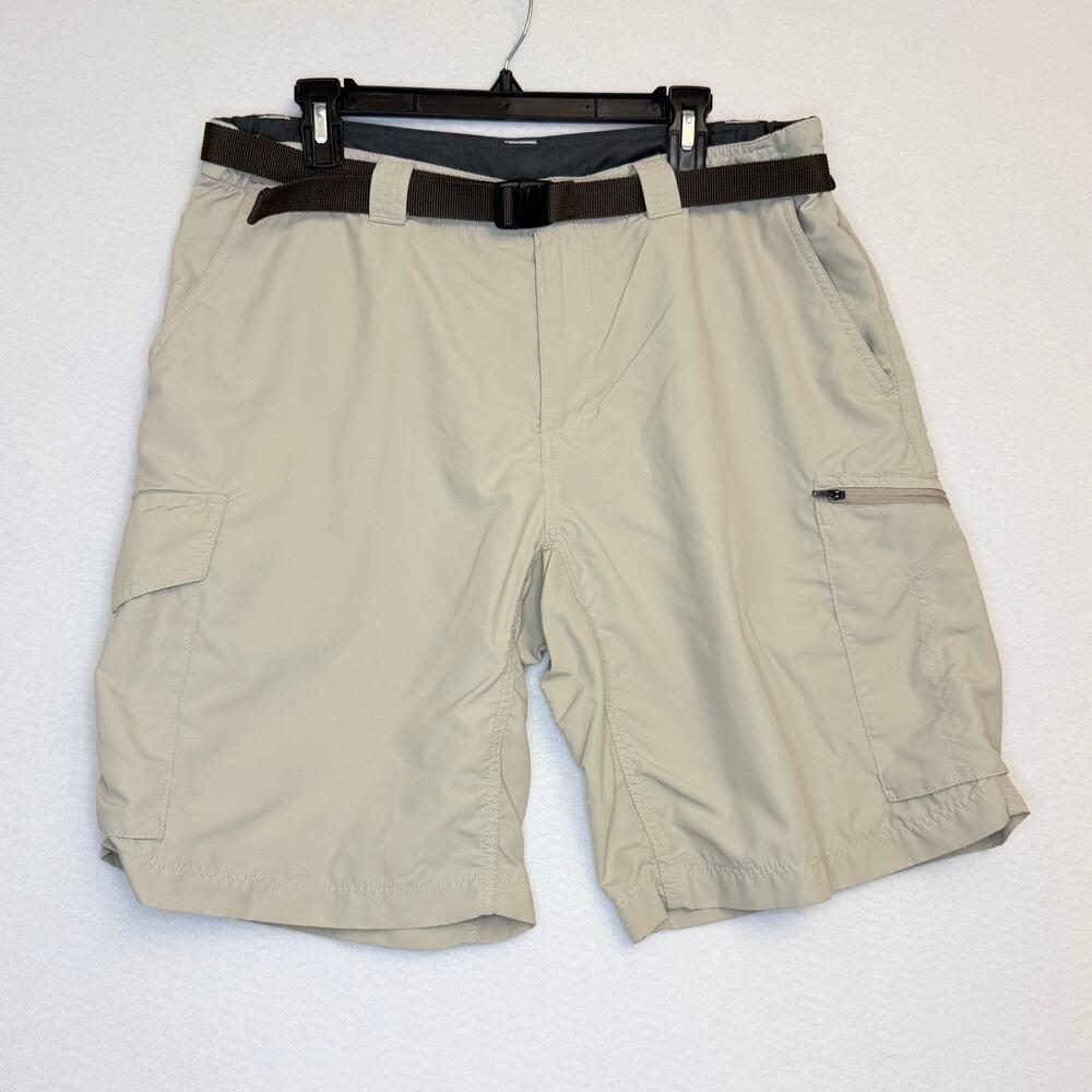 Columbia Silver Ridge Men’s 36 Cargo Shorts Beige 10 Inch Belted Hiking